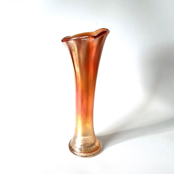 Vintage Other - Antique 9.5" Dugan-Diamond Satin Lustre Carnival Glass Marigold Iridescent Vase